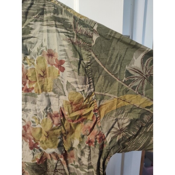 Aeropostale Hawaiian Shirt Mens XL Button Up Green Floral Short Sleeve - Picture 15 of 16